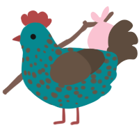 (unnamed), a teal and bark chicken with a speckle pattern