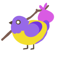 (unnamed), a yellow and blurple chicken with a head pattern
