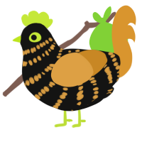 (unnamed), a black and orange chicken with a bar pattern