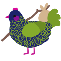 (unnamed), a navy and chartreuse chicken with a double-lace pattern