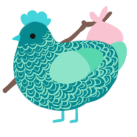 bioluminescent, a teal and mint chicken with a double-lace pattern