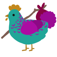 (unnamed), a turquoise and plum chicken with a half-lace pattern
