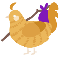 Eddie, a honey and orange chicken with a bar pattern