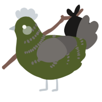 A olive and grey chicken with a half-bar pattern