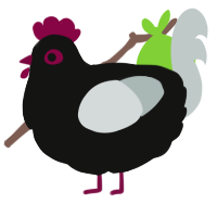 Squop, a black and silver chicken