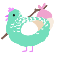 A mint and cream chicken with a half-lace pattern