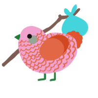 Horizons, a pink and vermilion chicken with a lace pattern
