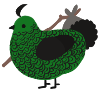 Forest, a leaf and sable chicken with a double-lace pattern