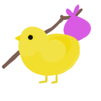 Squeaky, a yellow chicken with a head pattern