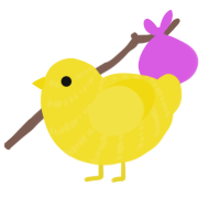 Squeaker, a yellow chicken with a bar pattern