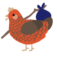 Bromine, a vermilion and bark chicken with a lace pattern