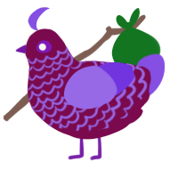 A wine and blurple chicken with a lace pattern