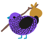 Douglas, a blurple and sable chicken with a lace pattern