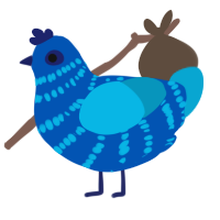 Ocean, a ultramarine and cerulean chicken with a bar pattern