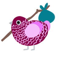 flami, a maroon and lavender chicken with a lace pattern