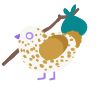 PB and J, a white and gold chicken with a speckle pattern