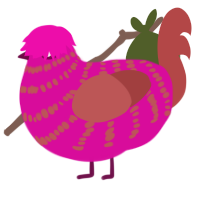 (unnamed), a fuchsia and red chicken with a bar pattern