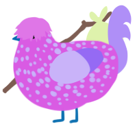Bisexual Man, a orchid and lilac chicken with a speckle pattern