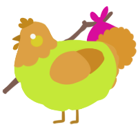 (unnamed), a lime and orange chicken with a head pattern