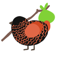 burnt tomato, a black and vermilion chicken with a lace pattern