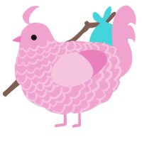 pink, a pink chicken with a lace pattern