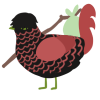 Cordial Cherry, a sable and red chicken with a lace pattern