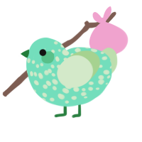 a mess 2, a mint and gluppy chicken with a speckle pattern