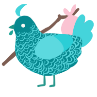 Brainstorm, a teal and aqua chicken with a double-lace pattern