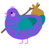 (unnamed), a blurple and teal chicken with a speckle pattern
