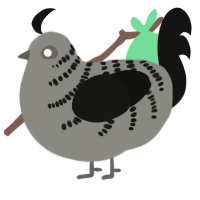 (unnamed), a ash and black chicken with a half-bar pattern