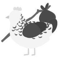 A white and maroon chicken with a half-lace pattern