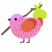 (unnamed), a lavender and vermilion chicken with a lace pattern