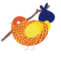 LavaChick, a vermilion and yellow chicken with a lace pattern