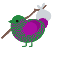 Trent, a viridian and plum chicken with a lace pattern