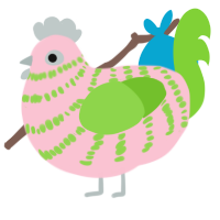 Psi, a rose and grass chicken with a bar pattern