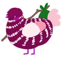 Cicken, a wine and rose chicken with a bar pattern