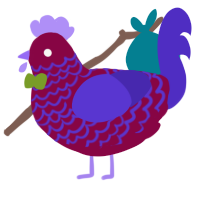 Duster, a maroon and indigo chicken with a lace pattern