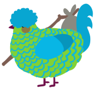 Citrus, a grass and cerulean chicken with a lace pattern