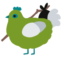 Apple, a chartreuse and mist chicken