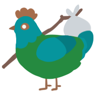 Teally, a viridian and teal chicken with a head pattern