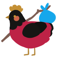 Roadking, a crimson and black chicken with a head pattern