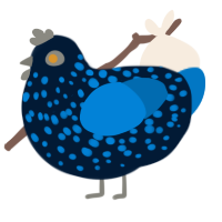 Ryder, a tumblr and sapphire chicken with a speckle pattern