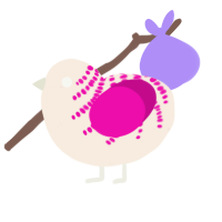 Cupcake, a cream and fuchsia chicken with a half-bar pattern