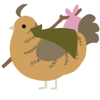 Miliana, a ochre and grey chicken with a half-bar pattern