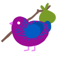 (unnamed), a plum and ultramarine chicken with a half-lace pattern
