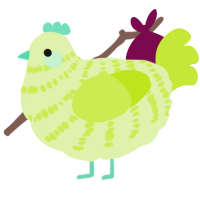 Zambette, a apple and lime chicken with a bar pattern