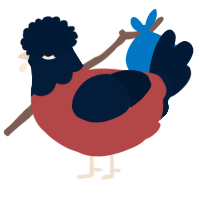 Shadow the HedgeHen, a red and tumblr chicken with a head pattern