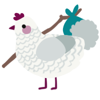 Marshmallow, a white and silver chicken with a lace pattern