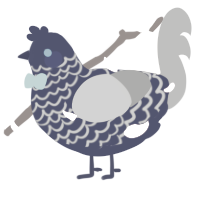 Apparition, a navy and ash chicken with a lace pattern