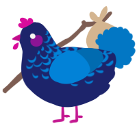 Deep End, a navy and sapphire chicken with a half-lace pattern